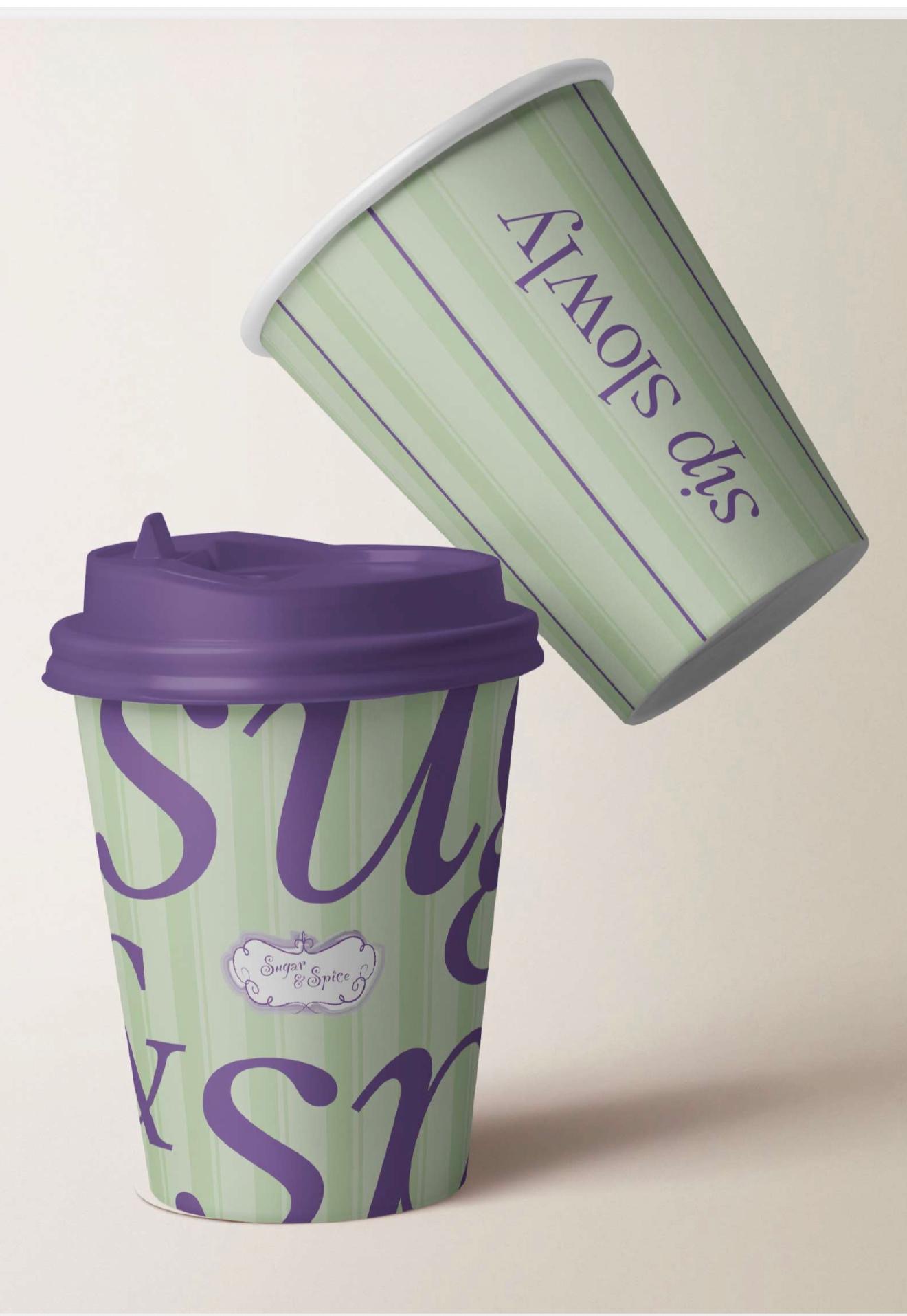 Sugar & Spice branded double wall paper coffee cups